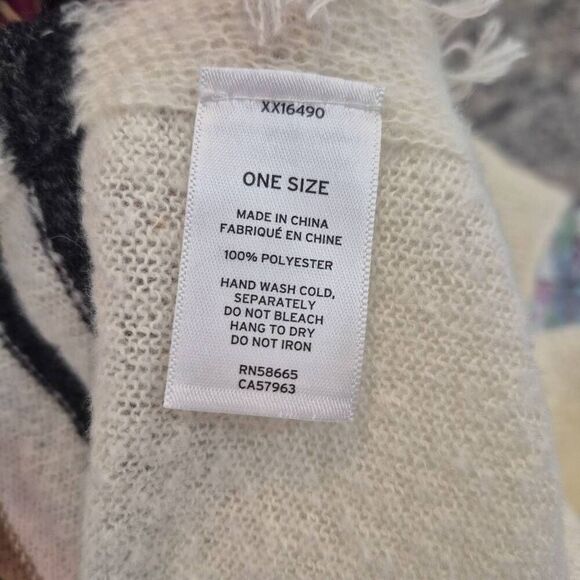 Melrose & Market Women's Cream Poly Knit w Gray & Brown Stripe Accents Open Fron - Picture 11 of 13